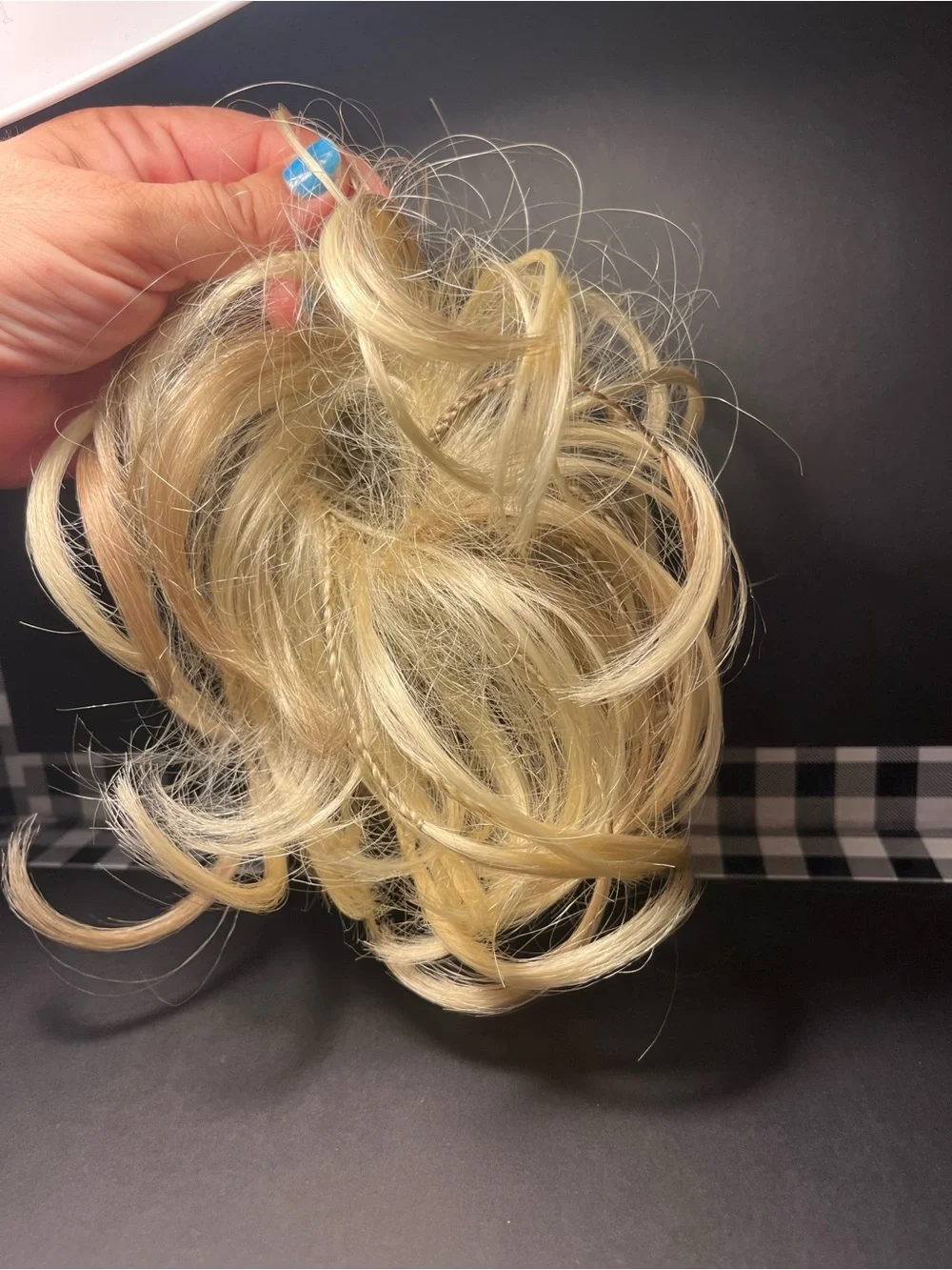 Blonde Hair Bun Scrunchie Boho Messy Bun Hair Extension with Accent Braids.